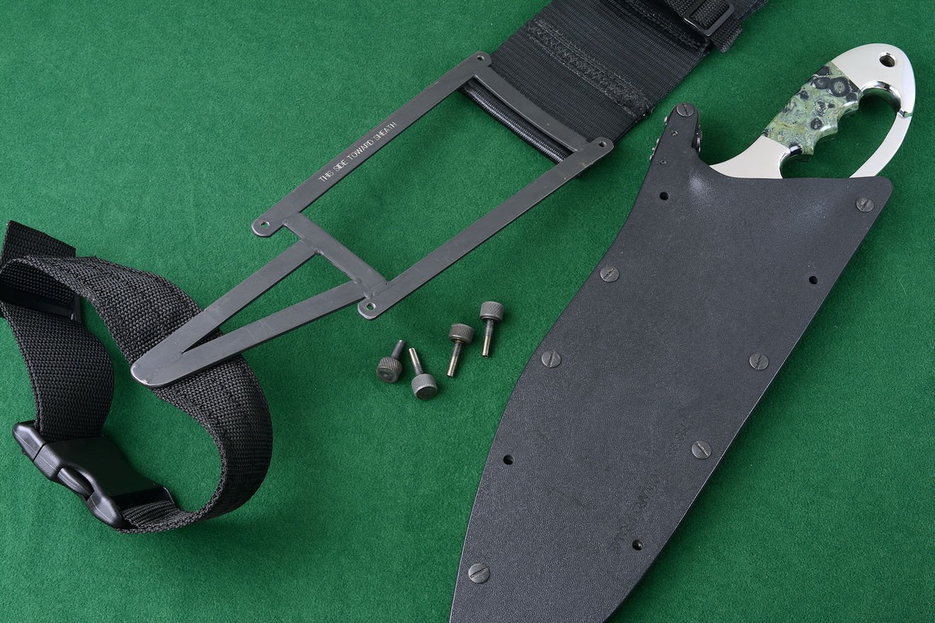 "Ananke" custom tactical khukri knife and sheath with modular sheath wear accessory parts and components