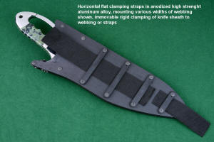 Flat clamping straps for tactical knives in anodized high strength aluminum alloy