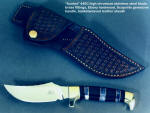 Fine Working Custom Handmade Knife, Western Trailing Point, Gemstone, Exotic Hardwood