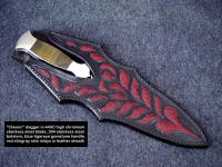 "Classic" dagger with gemstone handle, sheathed view. Note multiple red stingray skin inlays in sheath face
