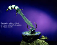 Milling for artistic design in "Altar of Atlantis" sculptural art knife blade