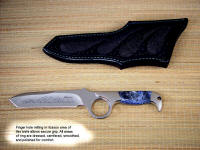 Example of knife blade milling for forefinger hole in "Gibson Trailhead" custom knife