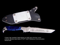 Custom fine etching on USAF Pararescue commemorative knife blade