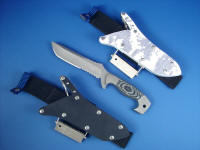 The Complete Package! "Arctica" fine handmade tactical, survival, combat knife with double sheath option and sheath extenders, fire starters, and sharpeners package