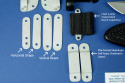 "Arctica" individual item details, descriptions: LIMA, Horizontal and Vertical mount straps, die-formed belt loops