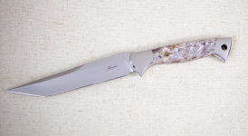 Argyre in 440C stainless blade steel, 304 stainless bolsters, Crazy lace agate gemstone handle