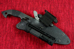 "Ari B'Lilah" professional counterterrorism knife, mounting option of LIMA and HULA primary flashlight, typical placement