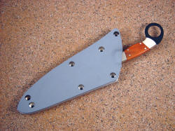 "Bulldog" sheathed view. Sheath is low carry, allowing quick withdrawl of knife for combat use