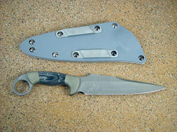 USMC "Bulldog" tactical combat knife, reverse side view. Knife is tough, strong, custom made for combat tactical use. Note angled belt loops for diagonal wear
