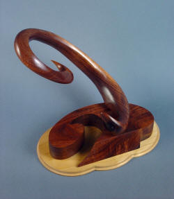 Display stand details: hand-carved, oil and wax hand-finished, Black Walnut and Poplar