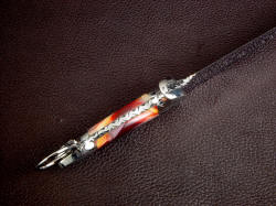 "Bulldog" inside handle edgework, filework detail. Mookaite Jasper is stunning, all parts are polished and finished.