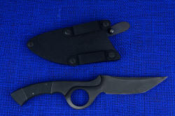 "Celeri" tactical counterterrorism knife, reverse side view with die-formed aluminum anodized belt loops
