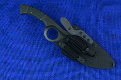 "Celeri" tactical counterterrorism knife shown with mounted LIMA accessory with ThruNite Ti3 lamp 