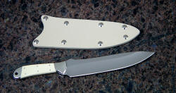 "Cyele" chef's knife, reverse side view. Hollow grind is extremely thin and long lived