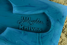 "Cygnus EL" silicone prise, hand-cast, hand-dyed with swirling, trasparencies matching knife