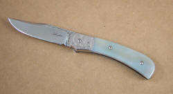 "Gemini" linerlock folding knife, stainless steel and Agate gemstone handle