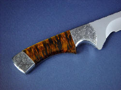 "Golden Eagle" reverse side handle detail. Tiger eye is smooth and silky, with a high polish and sheen