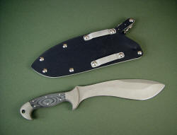 Reverse side view: Horrocks combat tactical knife in stainless steel, micarta. Locking sheath is tactical combat grade