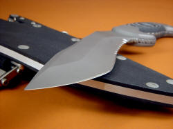 "Kneph" point detail. The point is very stout and aggressive. You can see the nice recurve in the blade from this angle