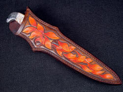 "Kotori" sheathed view. I took great care to create a sheath that was stunning and worthwhile for this beautiful knife
