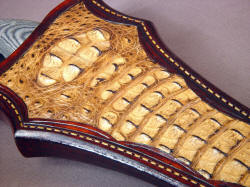 "Macha" crocodile sheath front panel inlay detail