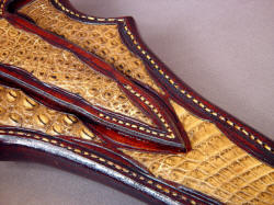 "Macha" crocodile sheath rear panel detail, inlays on belt loop