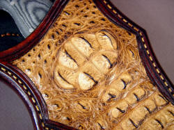 "Macha" crocodile sheath crown panel inlay detail.