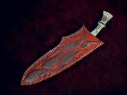 "Maginus-Nasmyth" khukri, sheathed view. Note extension of handle for easy withdrawl from sheath