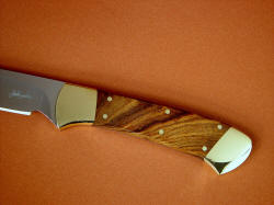 "Mirach" obverse side handle detail. African  Sandalwood (Tamboti) is hard, tough and takes a beautiful polish