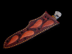"Mizar" sheathed view. Sheath has light accent carving and inlays of lizard skin