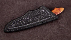 "Nihal" sheathed view. Sheath is simple and protective, clean stitching in polyester sinew