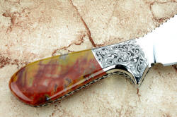 "Nunavut" reverse side handle detail. Crystal agate pockets in jasper gemstone handle are fascinating and beautiful 
