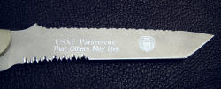 Engraving detail: USAF Pararescue CSAR knife "That Others May Live"