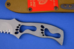 "PJSK Viper" handle detail. Handle has "footprint" milling, distinctive and lightweight, retaining substantial strength, while keeping balance.
