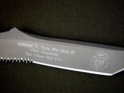 "PJST" reverse side engraving detail. Honoring those who have fallen in combat.