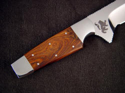 "Paraeagle" tactical custom knife, reverse side handle detail. Note rampant lion etched in ricasso