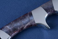 "Patriot" reverse side gemstone handle detail. Fit is extremely tight, no seam can be felt between tang, bolsters and gemstone handle scales.