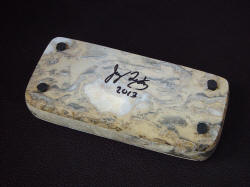 "Procyon" Breccia Marble case/sarcophagus bottom with maker's signature. Case has inlaid neoprene feet for any surface. Case is large and meaty.
