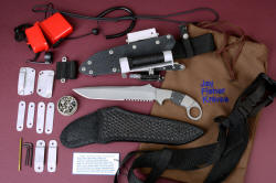 "Raijin" with full compliment of accessories and sheaths. This is the most comprehensive tactical knife package offered in the world.