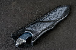 "Regulus" sheath mouth view. Sheath is deep and protective, with just enough handle exposed for unsheathing