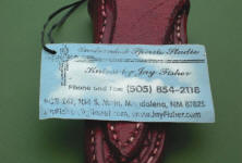 Jay Fisher's "Sandia" pattern knife, Circa 1985-1990, weathered business card front