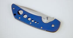 "Stratos" linerlock folder, obverse side view. All components are stainless steel or titanium for absolute corrosion resistance