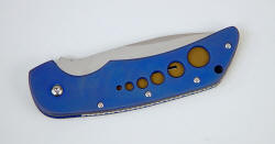 "Stratos" liner lock folding knife in stainless steel, anodized titanium