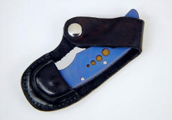 "Stratos" liner lock folding knife, sheathed view