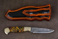 "Tarazed" reverse side view. Sheath back and belt loop are inlaid with full panels of glazed ostrich leg skin 