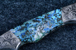 "Thuban" reverse side gemstone handle detail. This is a 4 power enlargement and you can see the crystalline forms throughout this rare gemstone.