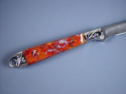 "Trophy" reverse side view handle detail. Polvadera Jasper is tough, durable, and retains a lusterous polish
