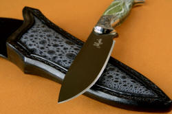 "Vulpecula" point detail. O1 is a razor keen tool steel, in high tungsten, high vandium, mirror polished and hot blued