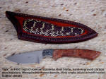 "Fox" in stainless steel blade, handmade, mesquite handle, Pine snake inlaid sheath