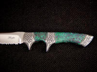 Ruby is very, very hard, zoisite is tough and durable, for a stunning gemstone knife handle